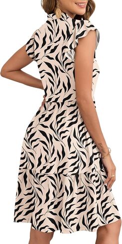 AUSELILY Women's Summer Ruffled Sleeve Dresses V Neck Empire Waist Mini Sundress with Pockets 2025 New in Saudi Arabia