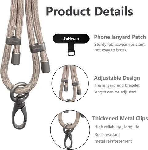 Cell Phone Lanyard Adjustable,2×Pads,1×Adjustable Neck Strap,1×Adjustable Wrist Strap,Outdoor Travel Essential in Saudi Arabia