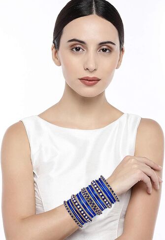 أهيلي العرقية الملونة الأساور المعدنية chudha مجموعة الحجر مرصعة بإسورة مجموعة الزفاف الهندي ارتداء الأزياء هدية المجوهرات للنساء in Kuwait