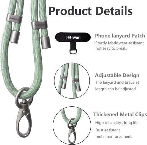 Cell Phone Lanyard Adjustable,2×Pads,1×Adjustable Neck Strap,1×Adjustable Wrist Strap,Outdoor Travel Essential in Saudi Arabia