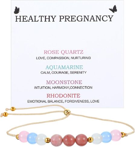 Grevosea Mum to Be Gifts, Adjustable Rainbow Moonstone Bracelet with Greeting Card Pregnancy Gifts for Mum Expecting Baby Shower Mummy to Be Mothers Day Jewelry Gifts in Saudi Arabia