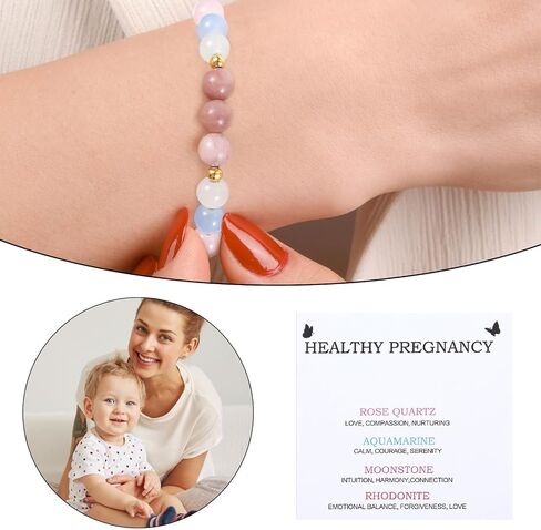 Grevosea Mum to Be Gifts, Adjustable Rainbow Moonstone Bracelet with Greeting Card Pregnancy Gifts for Mum Expecting Baby Shower Mummy to Be Mothers Day Jewelry Gifts in Saudi Arabia