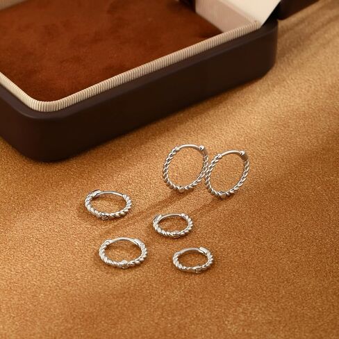 3 Pairs Gold/Silver Hoop Earrings Set for Women,Dainty Cubic Zirconia Hoop Earrings Women Stack Hypoallergenic Trendy Pack Jewelry in Saudi Arabia
