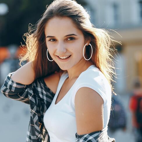 2Pcs Hoop Earrings for Women 70s 80s 90s Large Retro Neon Earrings 60mm Hoop Earrings Cute Beach Earrings Party Earrings Accessories for Women in Saudi Arabia