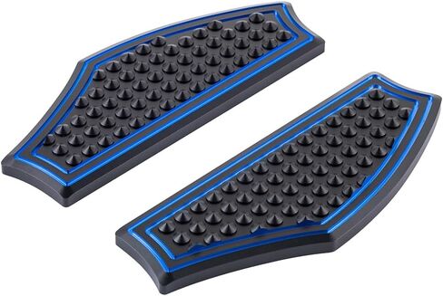 Advanblack 2024+ Harley Touring Passenger Floorboards CNC Rear Foot Pegs for Street Glide, Road Glide, Road King, Electra Glide (Black/Blue) in Saudi Arabia