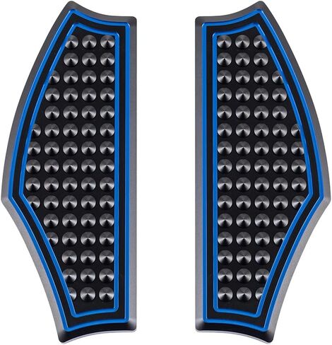 Advanblack 2024+ Harley Touring Passenger Floorboards CNC Rear Foot Pegs for Street Glide, Road Glide, Road King, Electra Glide (Black/Blue) in Saudi Arabia