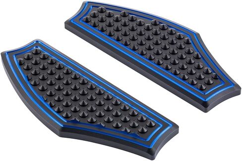 Advanblack 2024+ Harley Touring Passenger Floorboards CNC Rear Foot Pegs for Street Glide, Road Glide, Road King, Electra Glide (Black/Blue) in Saudi Arabia