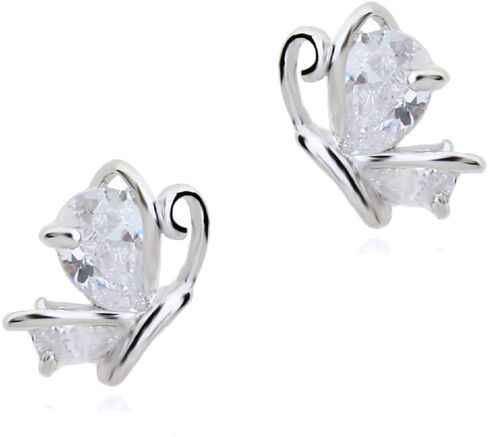 Crystalline Azuria Jewelry Butterfly Stud Earrings with Zirconia Crystals 18K White Rose Gold Plated for Women in Saudi Arabia