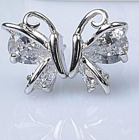 Crystalline Azuria Jewelry Butterfly Stud Earrings with Zirconia Crystals 18K White Rose Gold Plated for Women in Saudi Arabia