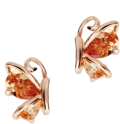 Crystalline Azuria Jewelry Butterfly Stud Earrings with Zirconia Crystals 18K White Rose Gold Plated for Women in Saudi Arabia