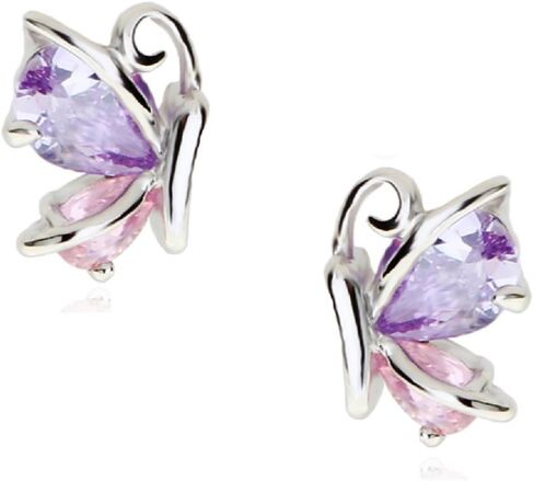 Crystalline Azuria Jewelry Butterfly Stud Earrings with Zirconia Crystals 18K White Rose Gold Plated for Women in Saudi Arabia