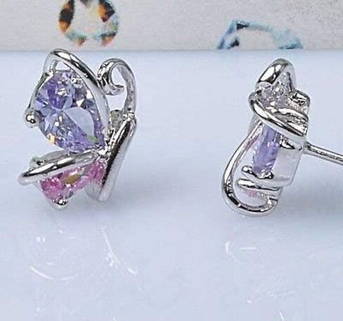 Crystalline Azuria Jewelry Butterfly Stud Earrings with Zirconia Crystals 18K White Rose Gold Plated for Women in Saudi Arabia
