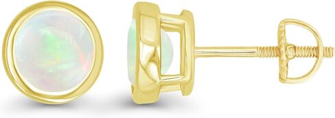 14K Gold Plated 925 Sterling Silver Hypoallergenic 7mm Round Bezel Set Genuine Birthstone Solitaire Screwback Stud Earrings in Saudi Arabia