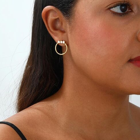 3 Pairs Gold/Silver Hoop Earrings Set for Women,Dainty Cubic Zirconia Hoop Earrings Women Stack Hypoallergenic Trendy Pack Jewelry in Saudi Arabia