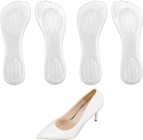2 Pairs 3/4 Gel High Heel Inserts, Self-Adhesive Arch Support Cushions for Women, Comfortable Thin Insoles for Stilettos, Pumps, Sandals, and Flats (Transparent) in Saudi Arabia