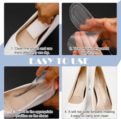 2 Pairs 3/4 Gel High Heel Inserts, Self-Adhesive Arch Support Cushions for Women, Comfortable Thin Insoles for Stilettos, Pumps, Sandals, and Flats (Transparent) in Saudi Arabia
