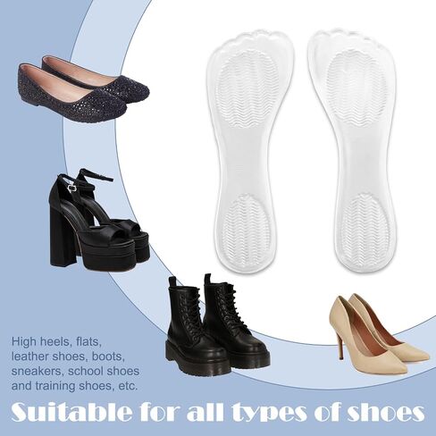 2 Pairs 3/4 Gel High Heel Inserts, Self-Adhesive Arch Support Cushions for Women, Comfortable Thin Insoles for Stilettos, Pumps, Sandals, and Flats (Transparent) in Saudi Arabia