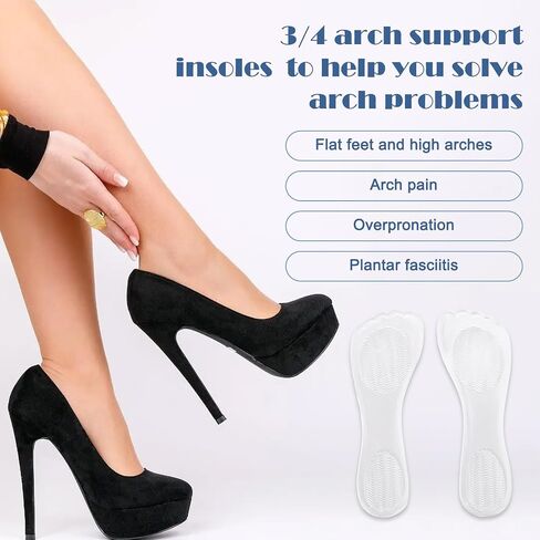 2 Pairs 3/4 Gel High Heel Inserts, Self-Adhesive Arch Support Cushions for Women, Comfortable Thin Insoles for Stilettos, Pumps, Sandals, and Flats (Transparent) in Saudi Arabia