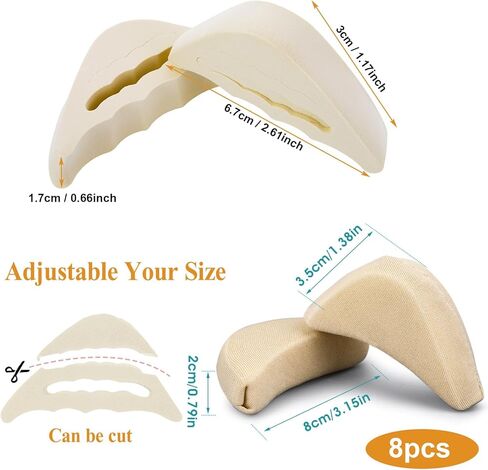 8 Pairs Toe Inserts Big Toe Plug Shoe Pads Reusable Soft Sponge Foam Toe Filler for Shoes Too Big Shoe Filler Unisex Suitable Casual Sports High Heels Boots (Black Beige) in Kuwait