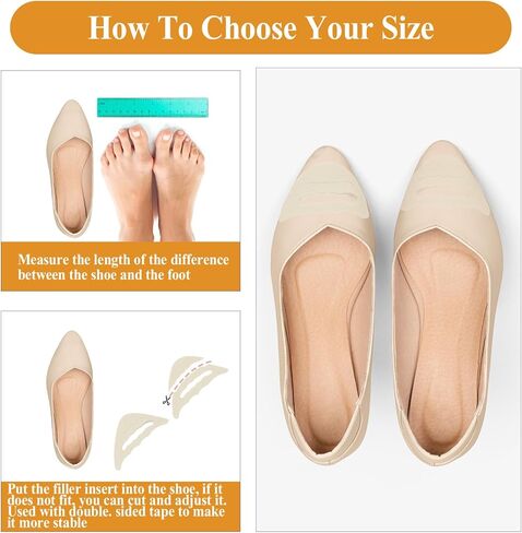 8 Pairs Toe Inserts Big Toe Plug Shoe Pads Reusable Soft Sponge Foam Toe Filler for Shoes Too Big Shoe Filler Unisex Suitable Casual Sports High Heels Boots (Black Beige) in Kuwait