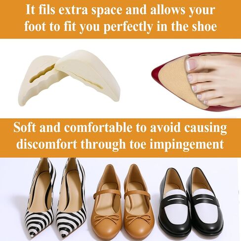 8 Pairs Toe Inserts Big Toe Plug Shoe Pads Reusable Soft Sponge Foam Toe Filler for Shoes Too Big Shoe Filler Unisex Suitable Casual Sports High Heels Boots (Black Beige) in Kuwait