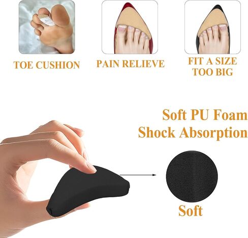 8 Pairs Toe Inserts Big Toe Plug Shoe Pads Reusable Soft Sponge Foam Toe Filler for Shoes Too Big Shoe Filler Unisex Suitable Casual Sports High Heels Boots (Black Beige) in Kuwait