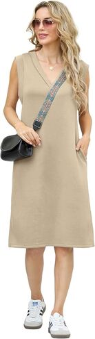 GRECERELLE 2025 Women Summer Inside-Out V-Neck Casual Loose Split Wrinkle-Free Midi Dress with Pockets in Saudi Arabia