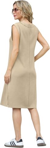 GRECERELLE 2025 Women Summer Inside-Out V-Neck Casual Loose Split Wrinkle-Free Midi Dress with Pockets in Saudi Arabia