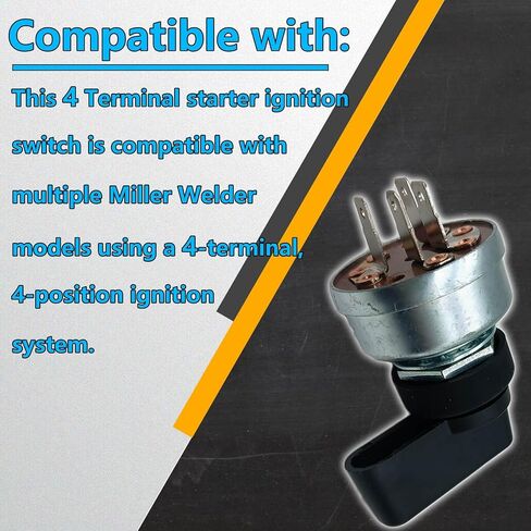 HD Switch Starter Ignition Switch, 4 Position, 4 Terminal Replaces Miller Welder 176606 207110,Includes Handle Lever & Dust Shield Grommet System in Saudi Arabia