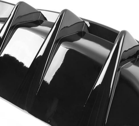 FREEMOTOR802 Compatible with 2021-2024 Ford Mustang Mach-E GT Rear Diffuser, Gloss Black PP Polypropylene IKON Style Rear Bumper Lip Diffuser Shark Fins Kit Lower Valance Lip Spoiler Canard in Saudi Arabia