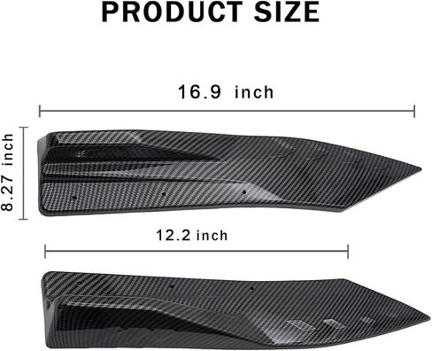 2PCS Universal Rear Diffuser Car Spoiler, Rear Bumper Lip Diffuser Side Skirt Protector Carbon Fiber Side Fender Skirt Spoiler Splitter Exterior Body Trim Kit Anti-Scratch (Smooth Black) in Kuwait