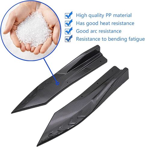 2PCS Universal Rear Diffuser Car Spoiler, Rear Bumper Lip Diffuser Side Skirt Protector Carbon Fiber Side Fender Skirt Spoiler Splitter Exterior Body Trim Kit Anti-Scratch (Smooth Black) in Kuwait
