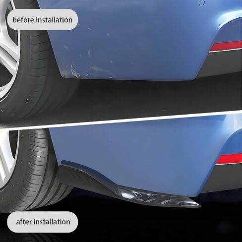 2PCS Universal Rear Diffuser Car Spoiler, Rear Bumper Lip Diffuser Side Skirt Protector Carbon Fiber Side Fender Skirt Spoiler Splitter Exterior Body Trim Kit Anti-Scratch (Smooth Black) in Kuwait
