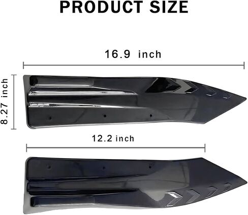 2PCS Universal Rear Diffuser Car Spoiler, Rear Bumper Lip Diffuser Side Skirt Protector Carbon Fiber Side Fender Skirt Spoiler Splitter Exterior Body Trim Kit Anti-Scratch (Smooth Black) in Kuwait
