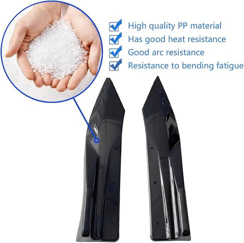 2PCS Universal Rear Diffuser Car Spoiler, Rear Bumper Lip Diffuser Side Skirt Protector Carbon Fiber Side Fender Skirt Spoiler Splitter Exterior Body Trim Kit Anti-Scratch (Smooth Black) in Kuwait