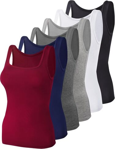 BQTQ 6 Pcs Women's Square Neck Tank Top Sleeveless Undershirt Basic Tank Tops for Women Girls in Saudi Arabia