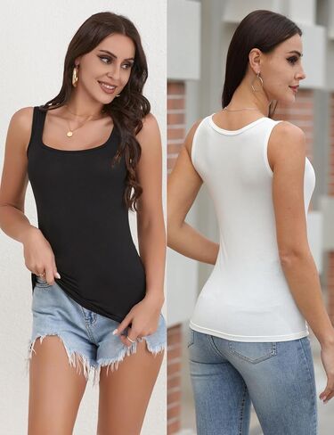 BQTQ 6 Pcs Women's Square Neck Tank Top Sleeveless Undershirt Basic Tank Tops for Women Girls in Saudi Arabia