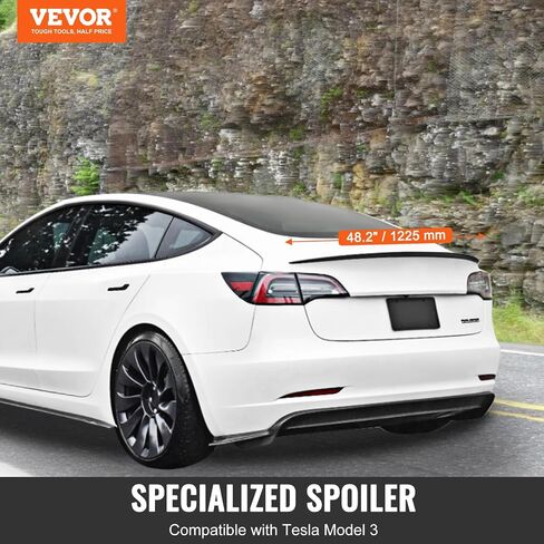 VEVOR GT Wing Car Spoiler, 47.2 inch Spoiler, Compatible with Tesla Model Y, High Strength ABS Material, Baking Paint, Car Rear Spoiler Wing, Racing Spoilers for Cars, Matte Black in Saudi Arabia