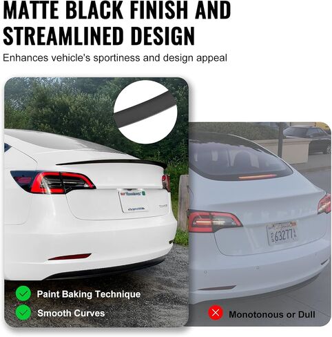 VEVOR GT Wing Car Spoiler, 47.2 inch Spoiler, Compatible with Tesla Model Y, High Strength ABS Material, Baking Paint, Car Rear Spoiler Wing, Racing Spoilers for Cars, Matte Black in Saudi Arabia