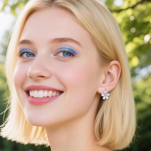 Small Dangle Earrings for Women - Vintage Flower Design, 14k Gold Plated Hypoallergenic Lever-back Earrings, Silver & Gold Color, Lightweight & Dainty Jewelry in Kuwait