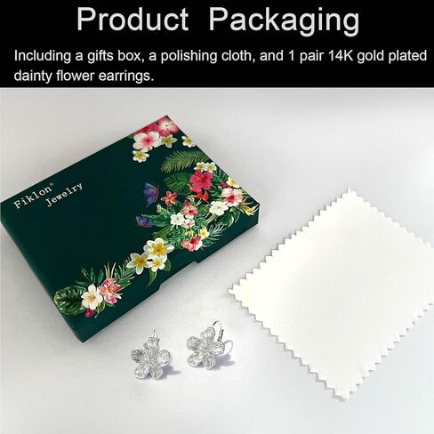 Small Dangle Earrings for Women - Vintage Flower Design, 14k Gold Plated Hypoallergenic Lever-back Earrings, Silver & Gold Color, Lightweight & Dainty Jewelry in Kuwait