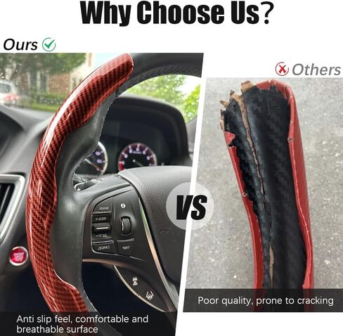 JDDRY Car Steering Wheel Protector,Bright Carbon Fiber Steering Wheel Cover,Non-Slip Steering Wheel Cover Protector,Universal Car Accessories(Black,3PC) in Saudi Arabia