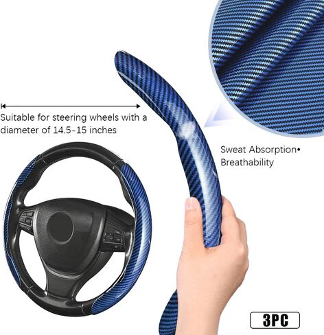 JDDRY Car Steering Wheel Protector,Bright Carbon Fiber Steering Wheel Cover,Non-Slip Steering Wheel Cover Protector,Universal Car Accessories(Black,3PC) in Saudi Arabia