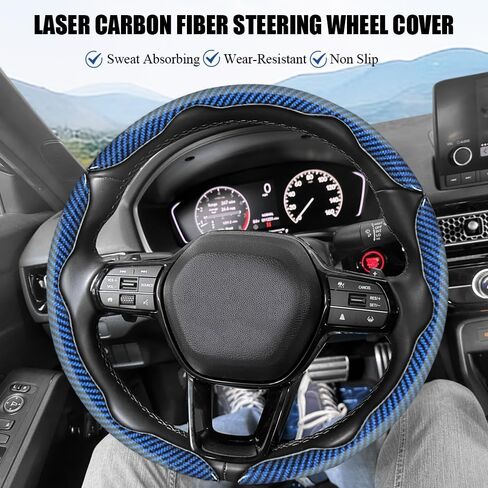 JDDRY Car Steering Wheel Protector,Bright Carbon Fiber Steering Wheel Cover,Non-Slip Steering Wheel Cover Protector,Universal Car Accessories(Black,3PC) in Saudi Arabia