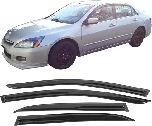 IKON MOTORSPORTS Window Visors Compatible with 2003-2007 Honda Accord, Smoked JDM Stick On External Side Window Wind Deflectors in Saudi Arabia