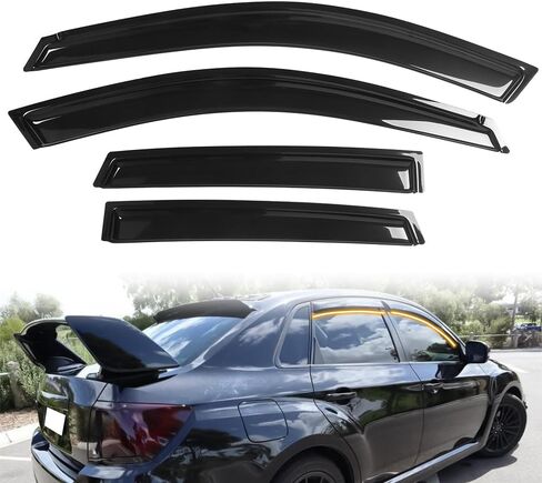 Tape on Window Visor Deflectors, Compatible with 2008-2014 Subaru Impreza WRX STI, Acrylic Smoke Tinted Slim Style Window Rain Guards, Sun Wind Side Vent Visor Set, 4 Pieces in Kuwait