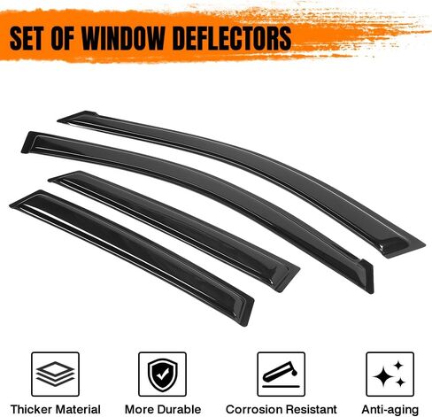 Tape on Window Visor Deflectors, Compatible with 2008-2014 Subaru Impreza WRX STI, Acrylic Smoke Tinted Slim Style Window Rain Guards, Sun Wind Side Vent Visor Set, 4 Pieces in Kuwait