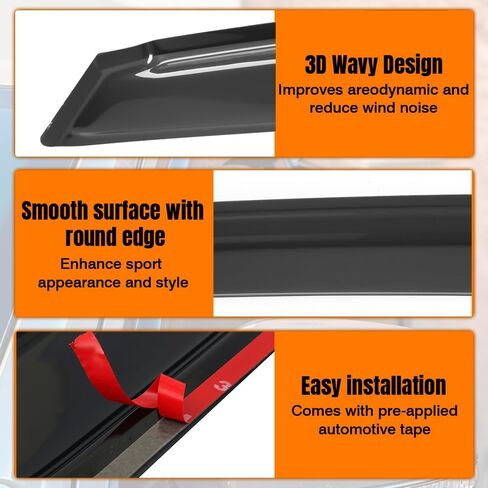 Tape on Window Visor Deflectors, Compatible with 2008-2014 Subaru Impreza WRX STI, Acrylic Smoke Tinted Slim Style Window Rain Guards, Sun Wind Side Vent Visor Set, 4 Pieces in Kuwait