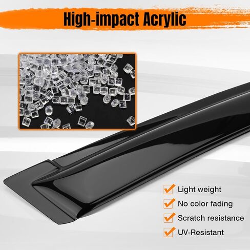 Tape on Window Visor Deflectors, Compatible with 2008-2014 Subaru Impreza WRX STI, Acrylic Smoke Tinted Slim Style Window Rain Guards, Sun Wind Side Vent Visor Set, 4 Pieces in Kuwait