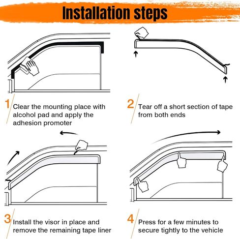 Tape on Window Visor Deflectors, Compatible with 2008-2014 Subaru Impreza WRX STI, Acrylic Smoke Tinted Slim Style Window Rain Guards, Sun Wind Side Vent Visor Set, 4 Pieces in Kuwait